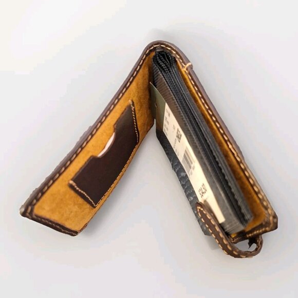 NWT Eddie BAUER BROWN LEATHER MINI PHOTO ALBUM WALLET - Picture 5 of 6